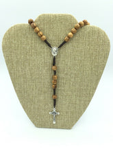 Olive Wooden rosary Necklace Jerusalem Soil Saint St.Benedict Medal Cross Benito