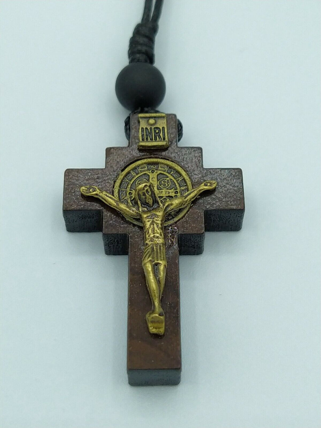 St.Saint Benedict Medal Wooden  Crucifix cross Necklace Cruz medalla San Benito