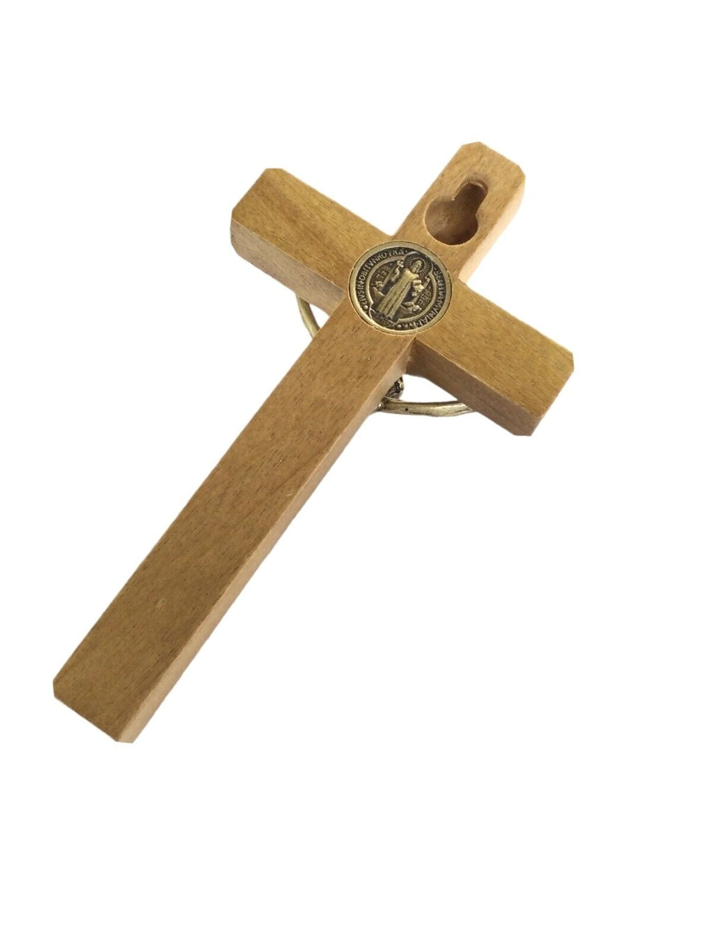 St.Saint Benedict Medal Wood Cross Crucifix Standing  medalla Cruz San Benito