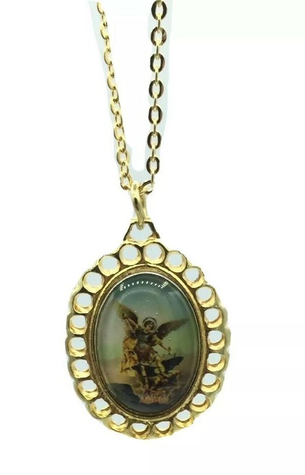 Saint Michael Catholic Religious Medal Pendant Gold Plated San Miguel Arcángel