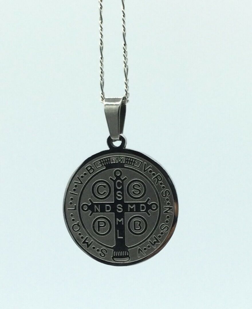 Medalla de San Benito Saint St. Benedict Medallion Medal Pendant chain Necklace
