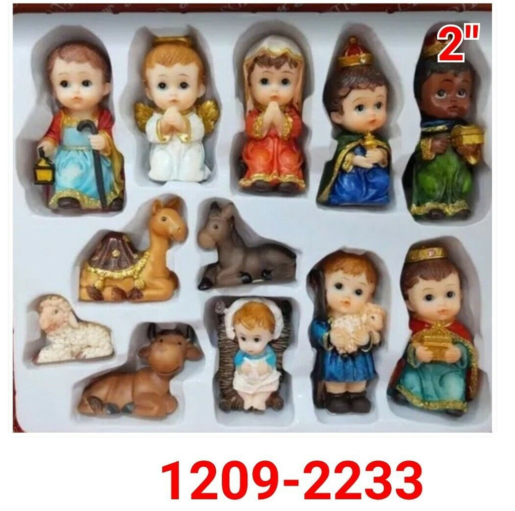 Christmas Nativity Set Scene Baby-face Figures Figurines Baby Jesus 12 PIECE 