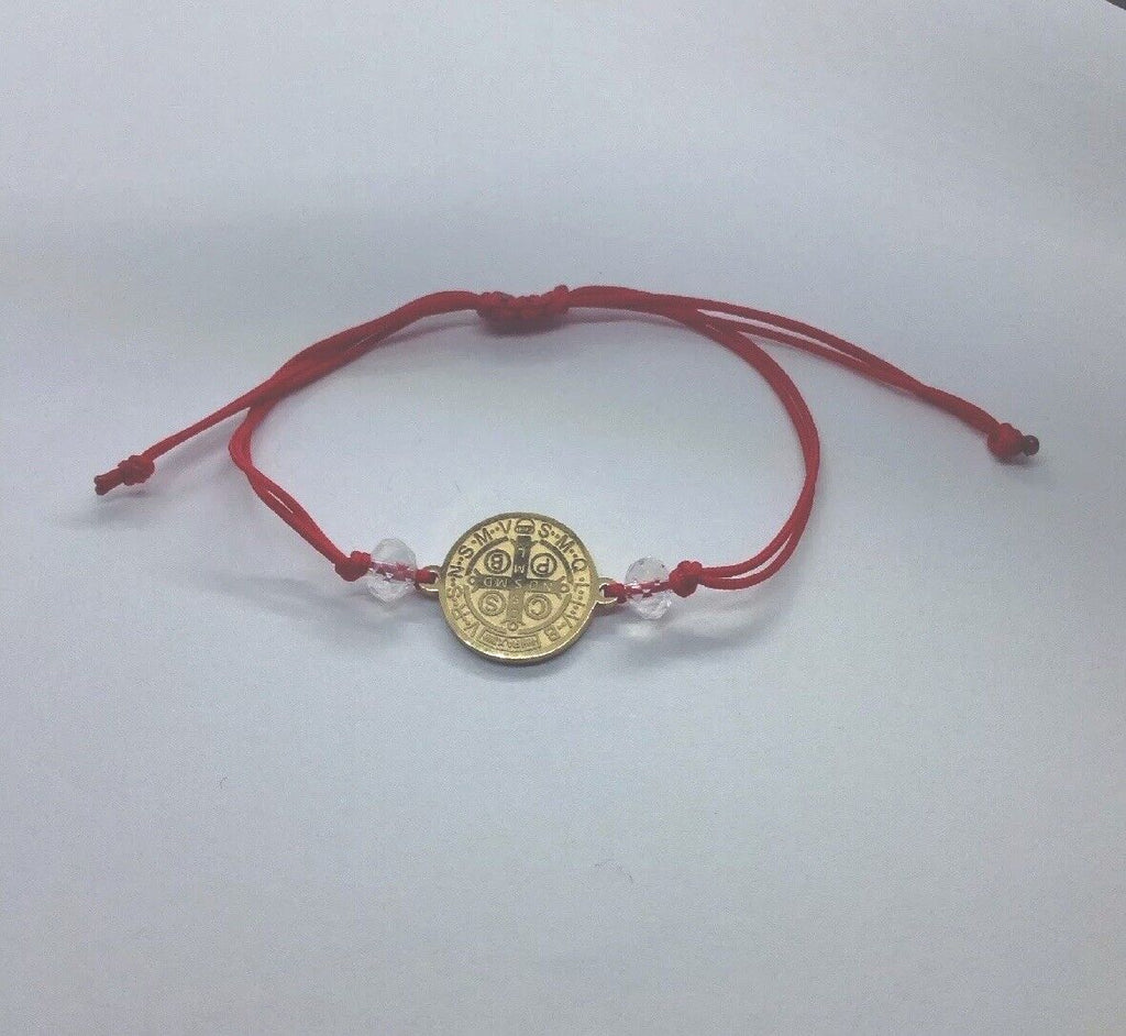 Saint St Benedict Bracelet Adjustable Red Cord Medal Pulsera Roja de San Benito