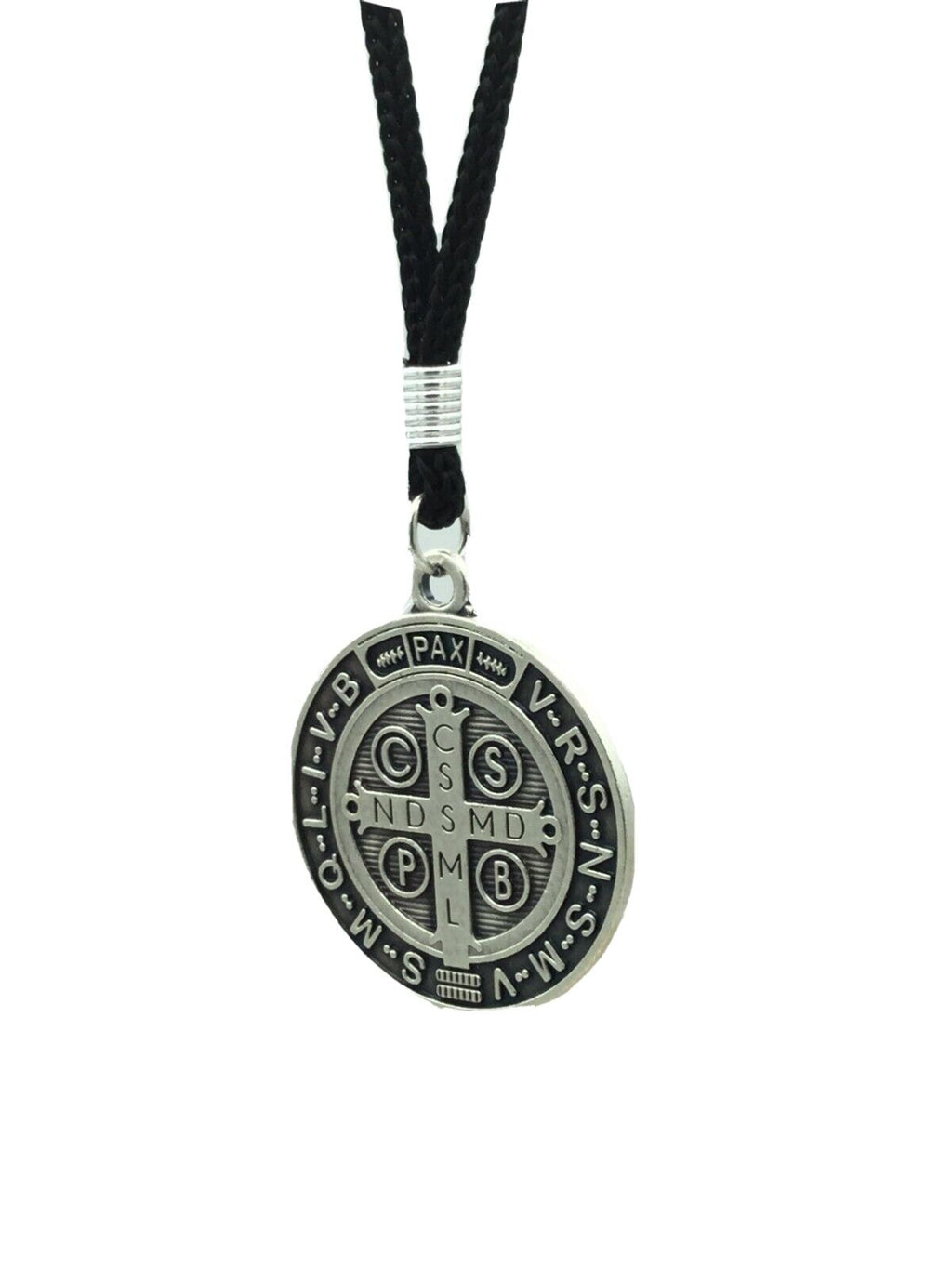 2X Medalla de San Benito Saint St Benedict Medallion Medal Pendant Cord Necklace