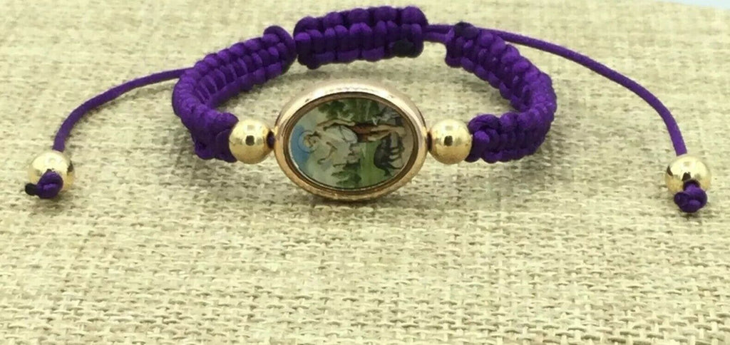 St.Saint Lazarus Bracelet San Lázaro Pulsera Morada Oval Purple Babalú-Ayé 