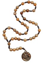 Brown Wood St Saint Michael Archangel Rosary Beads Chaplet coronilla San Miguel