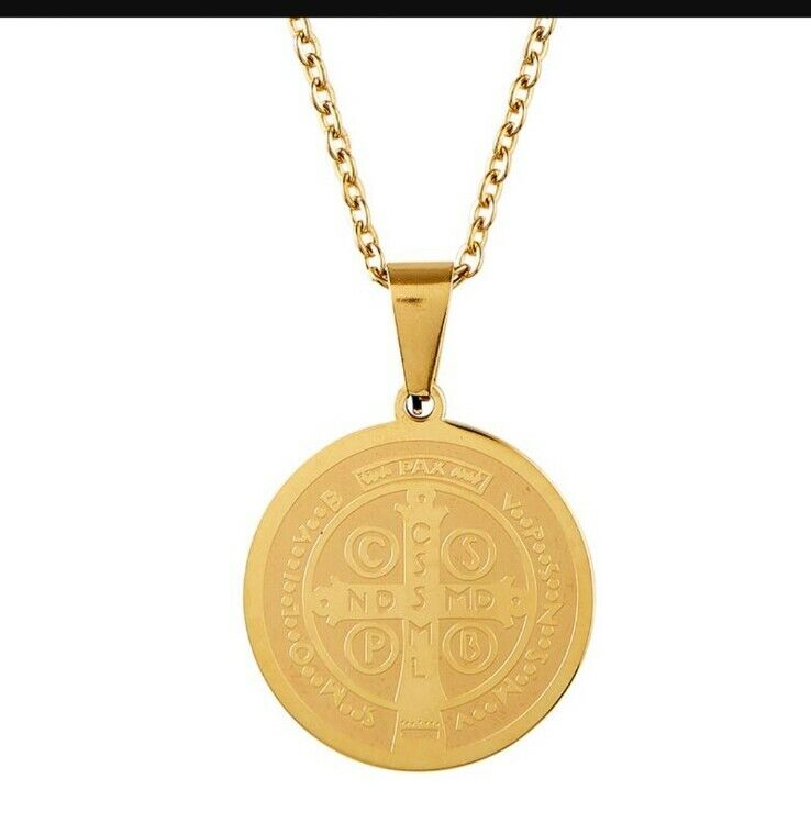 San Benito Pendant Charm Religious Patron Saint Medal St Benedict Necklace 18"