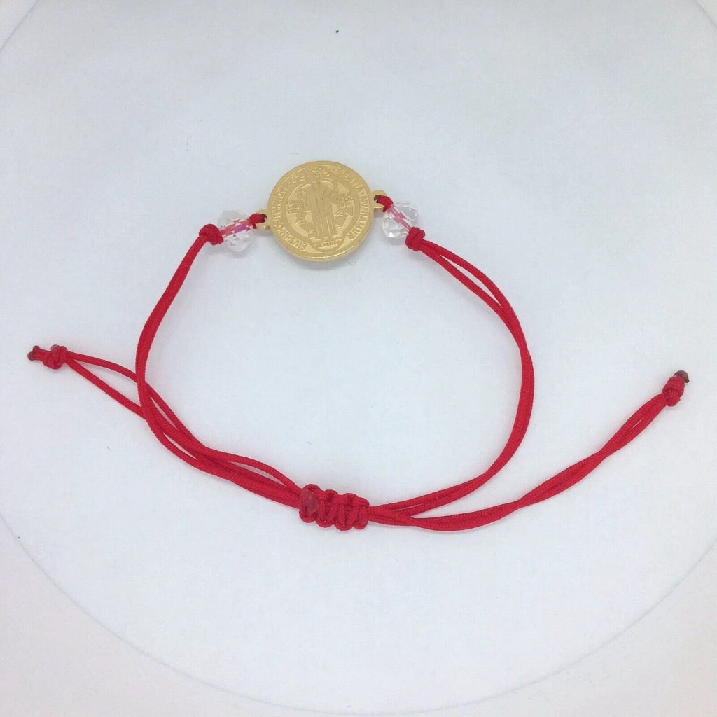 Saint St Benedict Bracelet Adjustable Red Cord Medal Pulsera Roja de San Benito