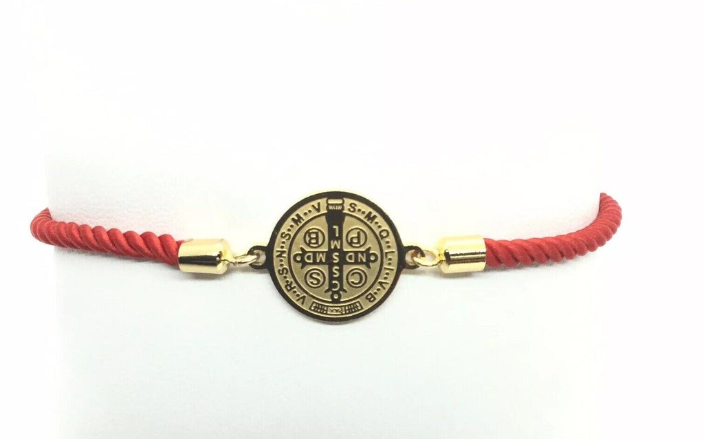 Saint St Benedict Bracelet Adjustable Red Cord Medal Pulsera Roja De San Benito
