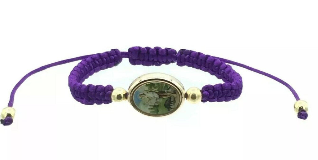 St.Saint Lazarus Bracelet San Lázaro Pulsera Morada Oval Purple Babalú-Ayé 