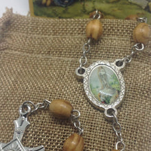 OUR LADY OF FATIMA Olive Wood Rosary Beads JERUSALEM Necklace Oval Catholic Mary