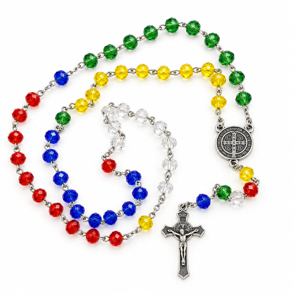 Saint St.Benedict Medal Cross Catholic multi-color  Rosary Missionary San Benito
