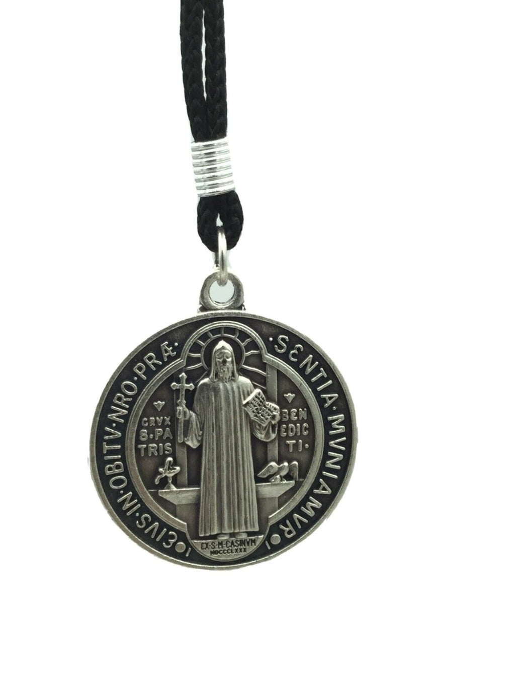  1 3/4" Saint St.Benedict Medal San Benito Pendant Necklace Cord Italy exorcism