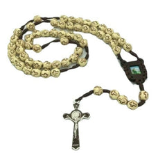 Rosary Prayer Beads Catholic Saint JUDE men's Saint Benedict Cross Brown 20 inch