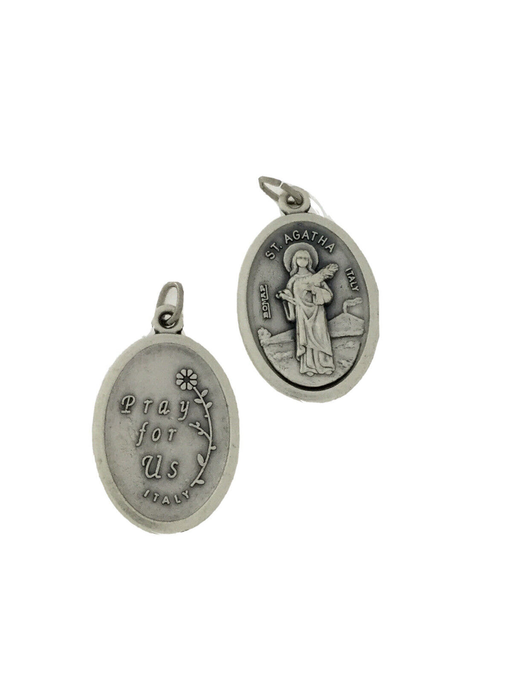 3 X Catholic Religious Medal Pendants Prayer Holy Card Saint Agatha Cancer Heal