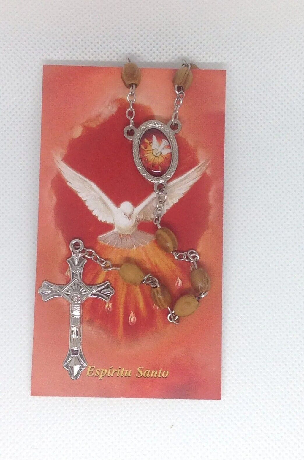Holy Spirit Rosary Mary olive wood Jerusalem El Espíritu Santo Rosario de madera