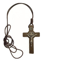 Saint St Benedict Medal wood Cross Crucifix Pendant Necklace San Benito Medalla 
