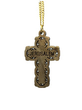  Christian Jewelry Olive wood Jesus Cross Necklace Pendant Charm Jerusalem Cruz