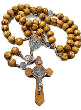 Saint St.Benedict Olive Wood Beads Rosary Necklace Medal /Cross Catholic Charm