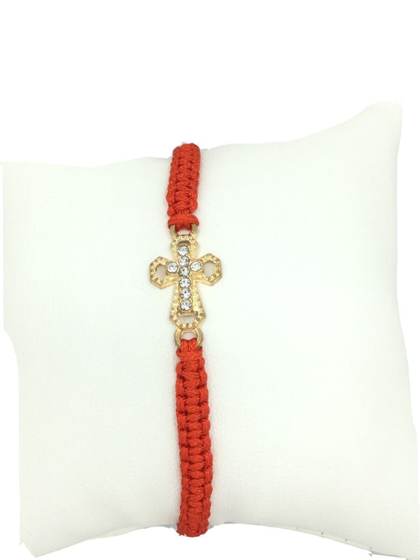 Cross bracelet, Red cord adjustable Women Christian Bracelet PULSERA hilo Rojo