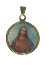  14k gold Plated Sacred Heart of Jesus Religious Pendant Necklace Stainless St.