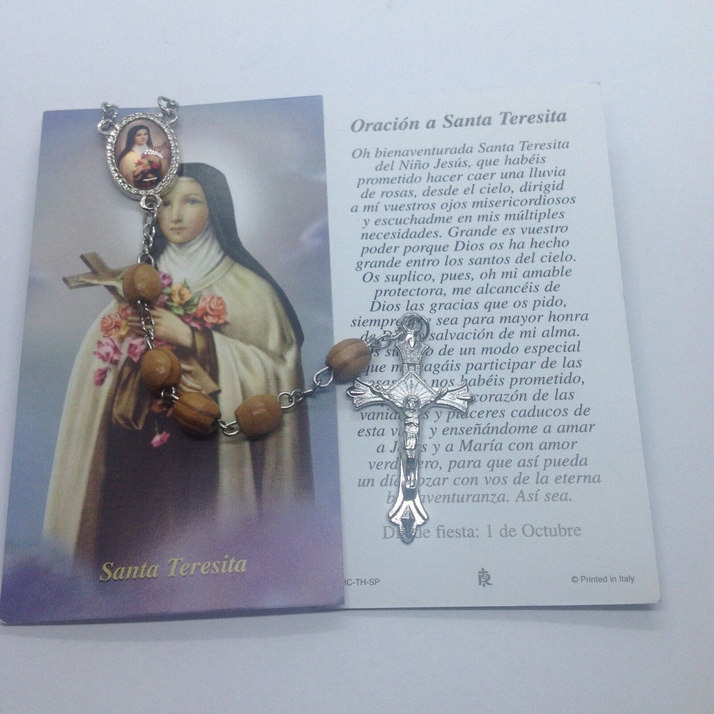 Saint Therese Rosary olive wood Jerusalem Santa Teresa Catholic Rosario madera