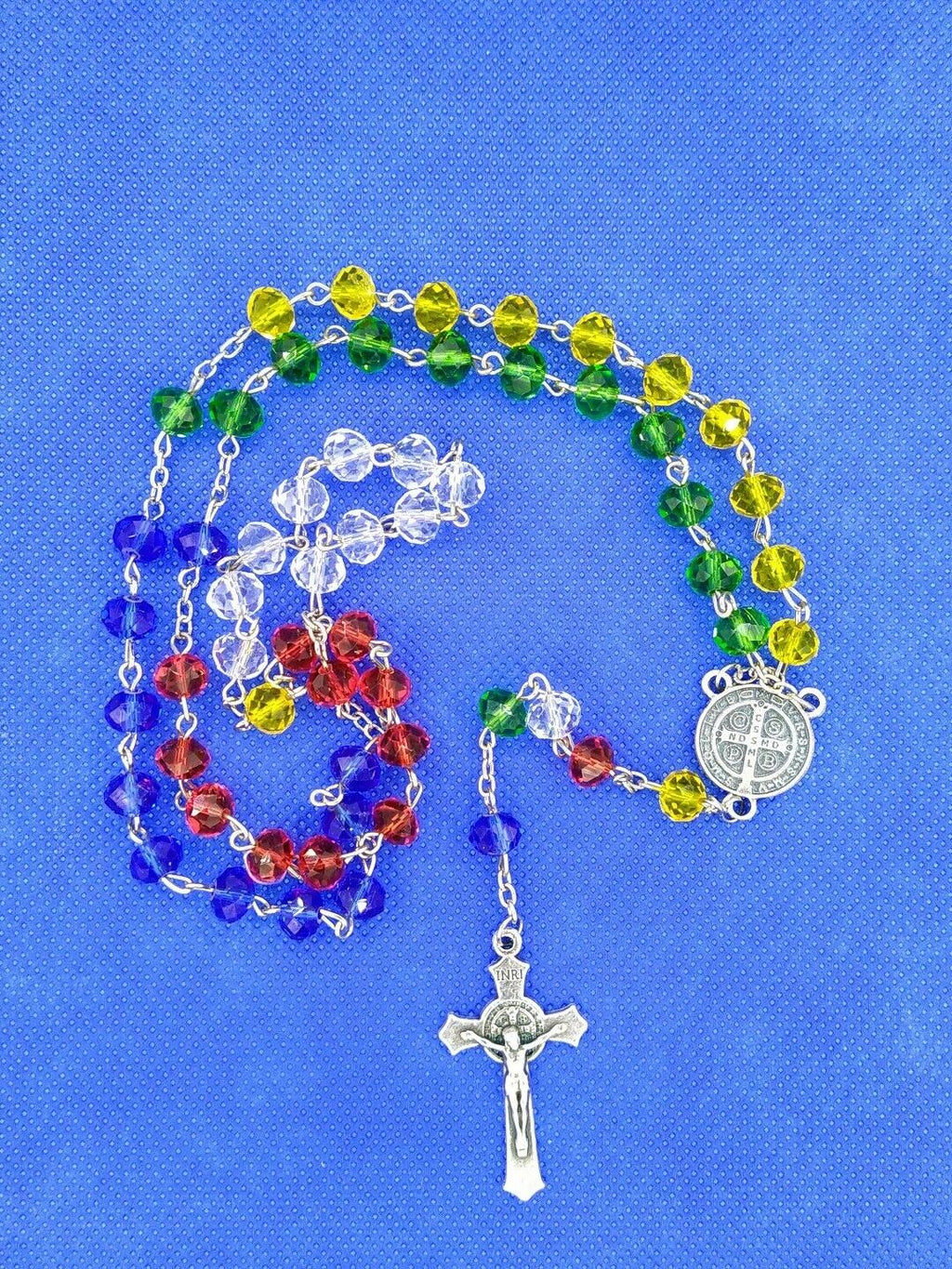 Saint St.Benedict Medal Cross Catholic multi-color  Rosary Missionary San Benito