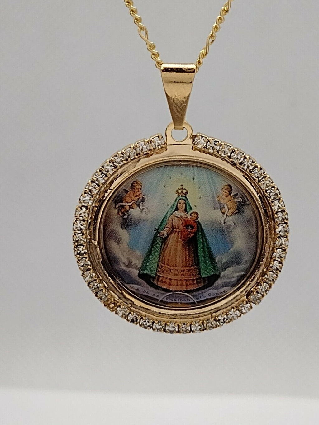 Virgin Caridad del Cobre Pendant Necklace 18K Gold Plated Chain "20 Inches" CUBA