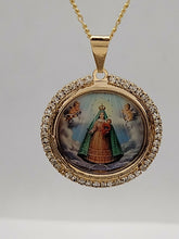 Virgin Caridad del Cobre Pendant Necklace 18K Gold Plated Chain 