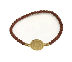 Saint St Benedict Bracelet Adjustable Medal Pulsera De San Benito Venturina Bead