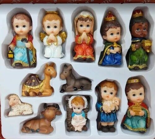 Christmas Nativity Set Scene Baby-face Figures Figurines Baby Jesus 12 PIECE 