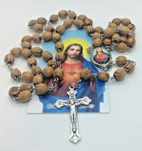 Heart Jesus olive Wood Rosary Sacred Beads JERUSALEM Necklace Oval Catholic Mary