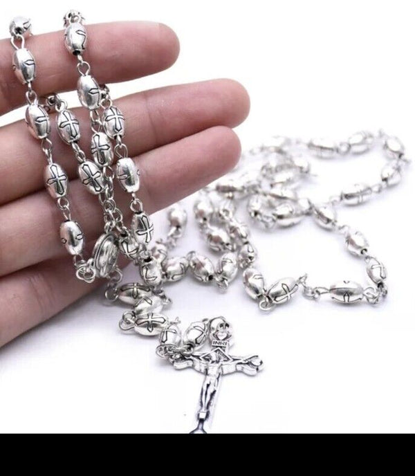 Blessed Catholic Rosary Necklace Pendant  Jerusalem Catholic Holy Soil Crucifix