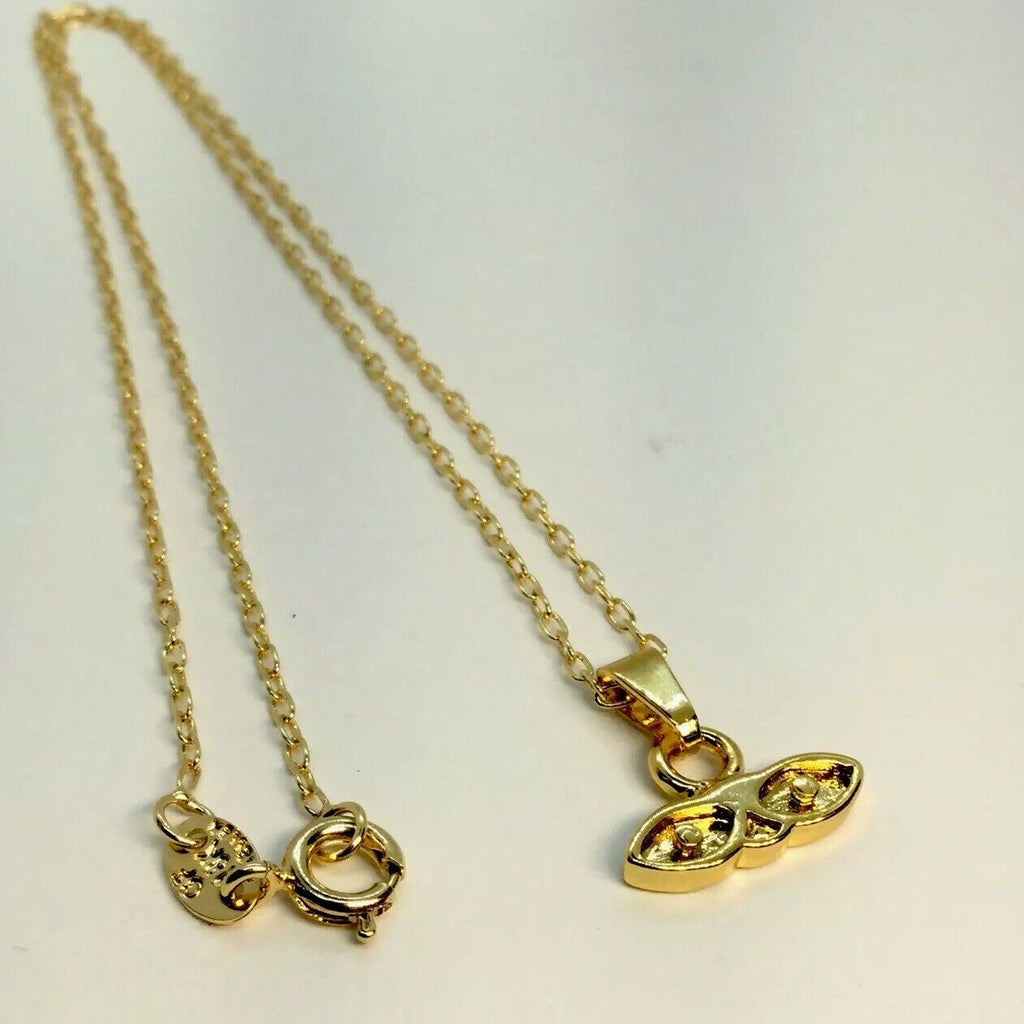 18K GOLD PLATED GOLD ENAMEL ST LUCY LUCIA EVIL EYE PROTECTION PENDANT BABY NECKL
