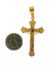 18K Yellow Gold Plated Cross Crucifix Religious JESUS  Pendant Charm Protection