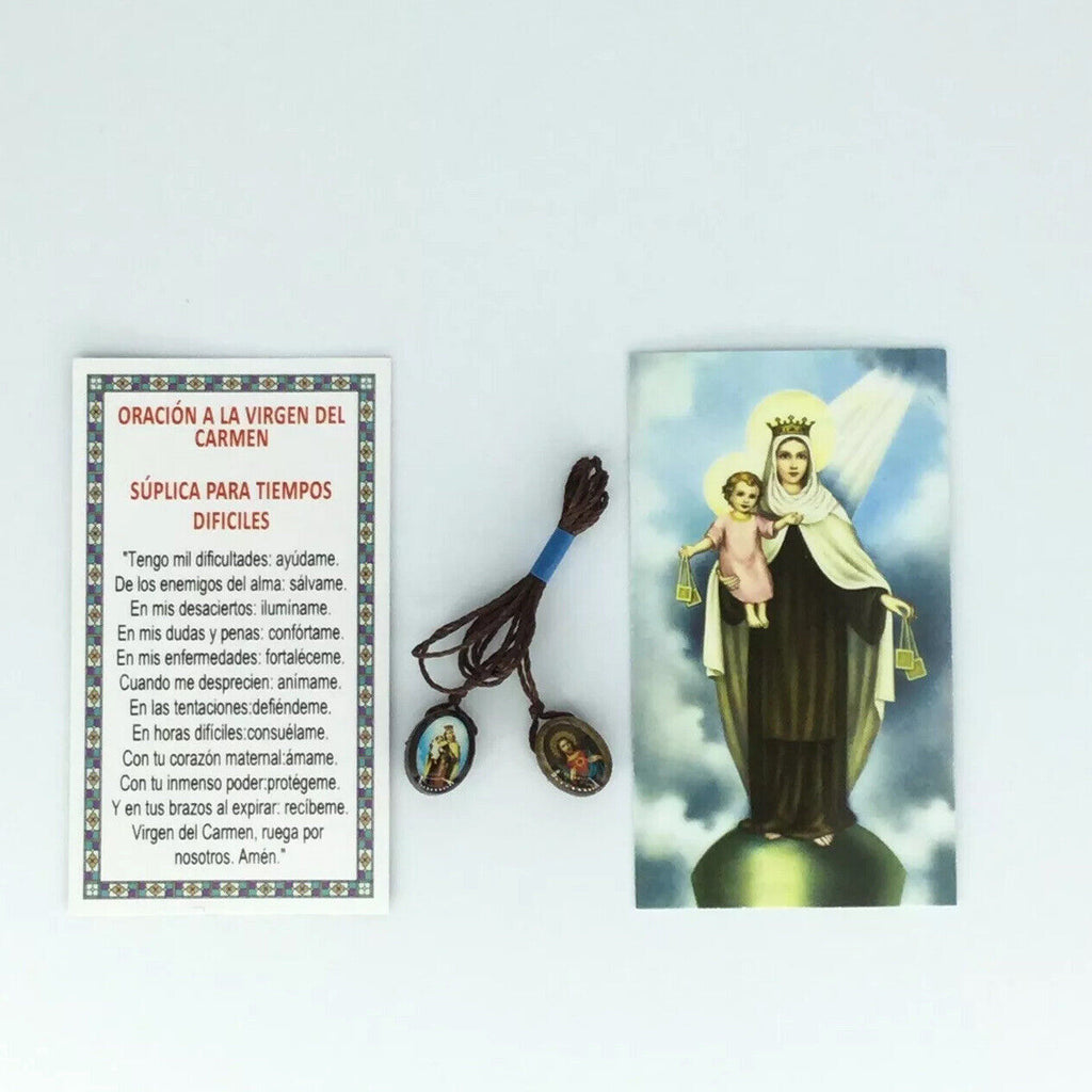 Sacred Heart of Jesus Christ Virgen of Mt. Carmel Wood Scapular escapulario Mary