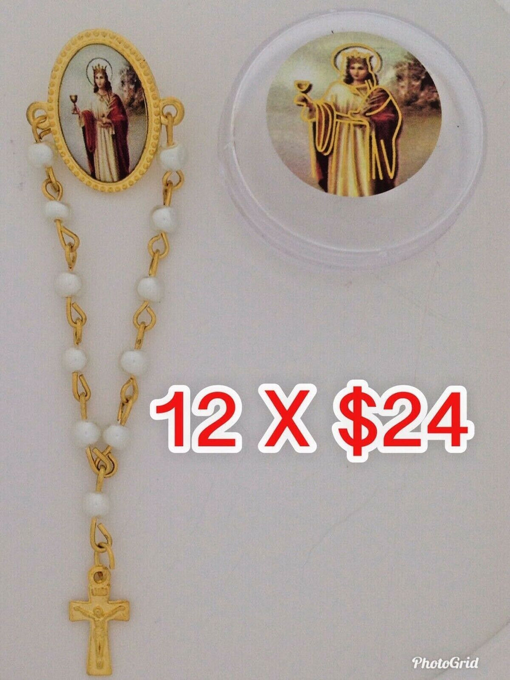 12 Saint Barbara Medal gold plated pin brooch Santa Barbara medalla Pin Chango 