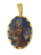 18K Gold Plated Saint Christopher MEDAL Pendant Necklace Traveler's Protection  