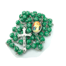 Our lady Of Schoenstatt Green Cross Beads Rosary Necklace La Mater Reina Madre