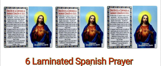 6 Corazón de Jesús Estampa  Laminada S.Heart of Jesus Prayer Holy card Spanish 