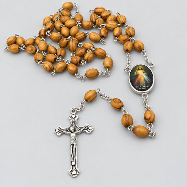 Divine Mercy Rosary olive wood Jerusalem Divina Misericordia Rosario de madera
