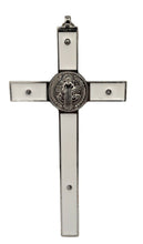 White Enamel  Big Wall hanging Cross Saint Benedict Medal Crucifix San Benito 8