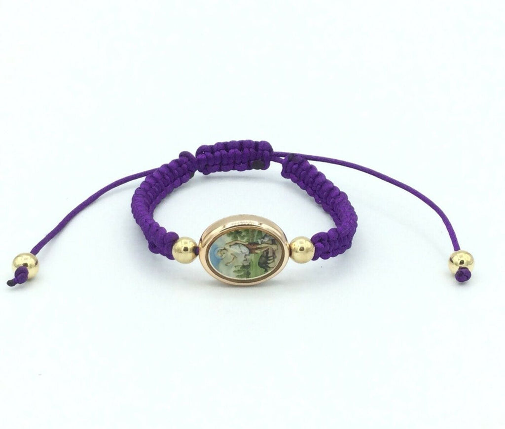 St.Saint Lazarus Bracelet San Lázaro Pulsera Morada Oval Purple Babalú-Ayé 