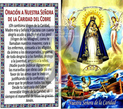 18k Caridad del Cobre Medal catholic Religious Pendant Prayer Card Cuba Mary