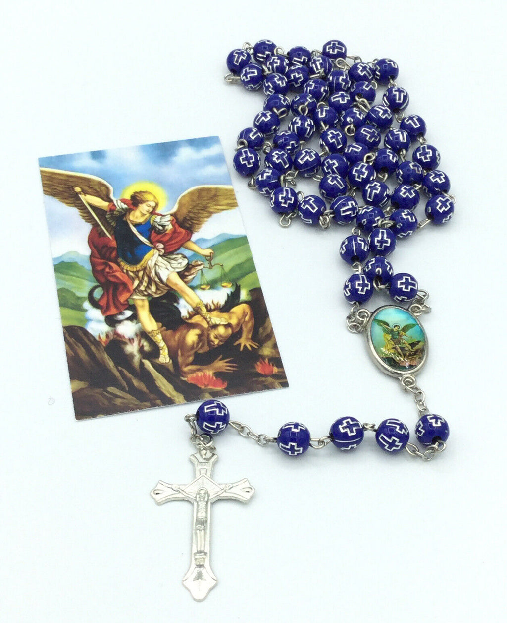 Saint St.Michael Archangel Blue  Rosary San Miguel arcángel Necklace Protection