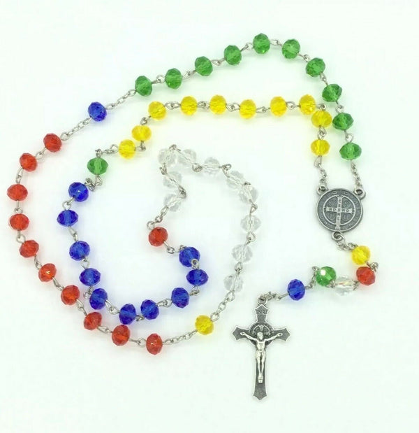 Saint St.Benedict Medal Cross Catholic multi-color  Rosary Missionary San Benito