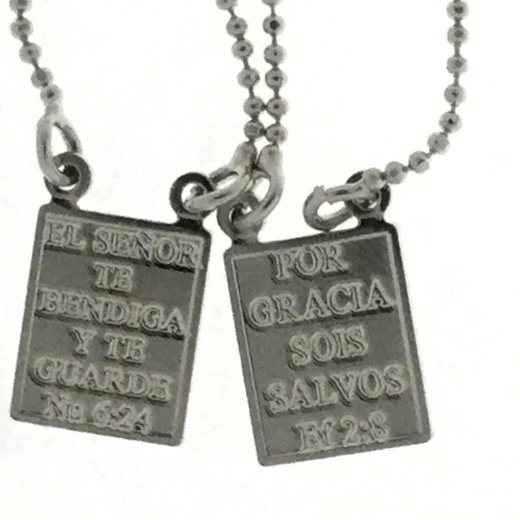 14k Gold Plated Our Lady Mt Carmel & Sacred Heart Jesus  Scapular Necklace S