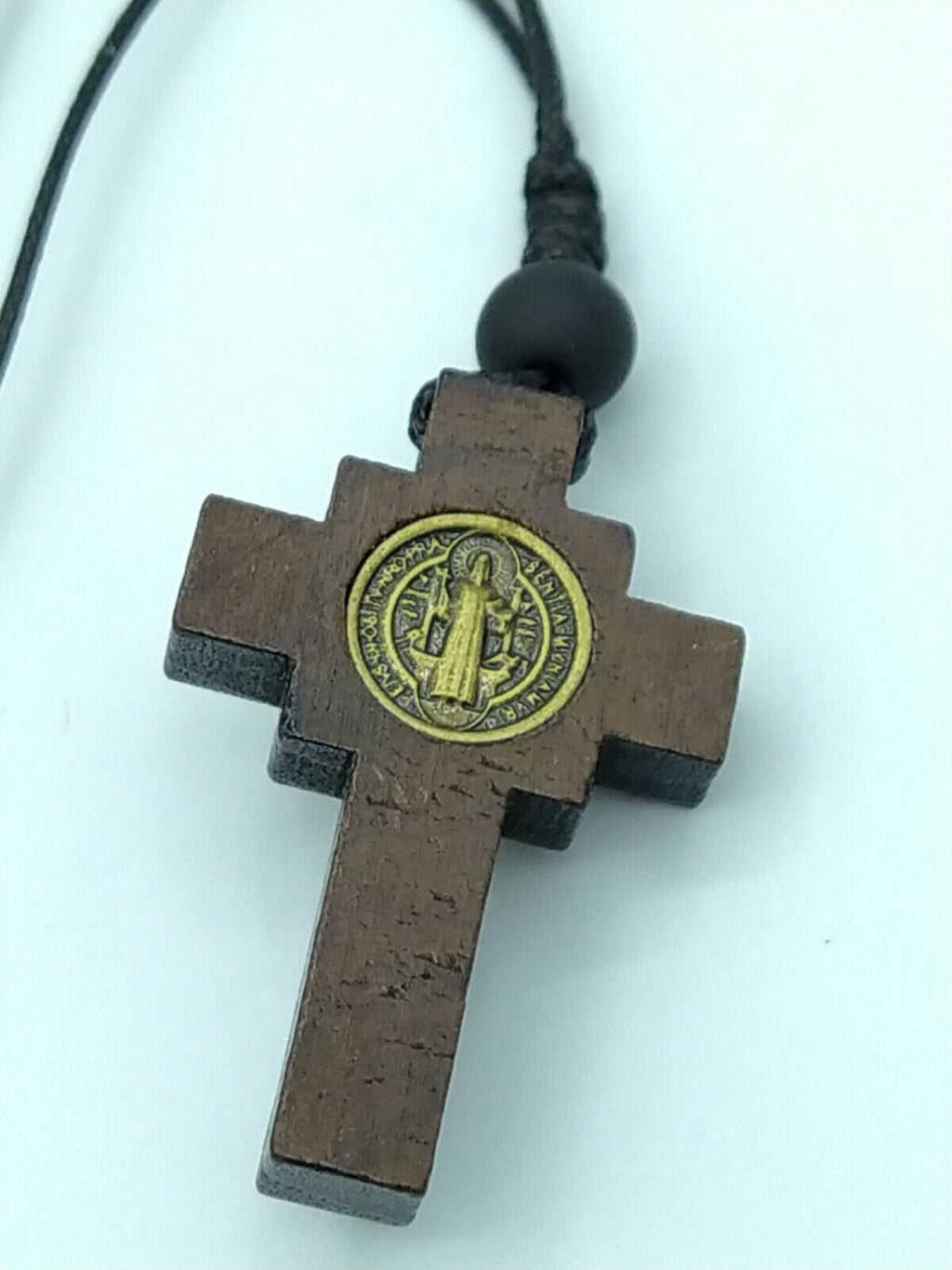 St.Saint Benedict Medal Wooden  Crucifix cross Necklace Cruz medalla San Benito