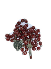 Catholic Rosary Necklace Cross Red Saint St.Benedict MEDAL San Benito Jesus Cruz