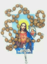 Heart Jesus olive Wood Rosary Sacred Beads JERUSALEM Necklace Oval Catholic Mary